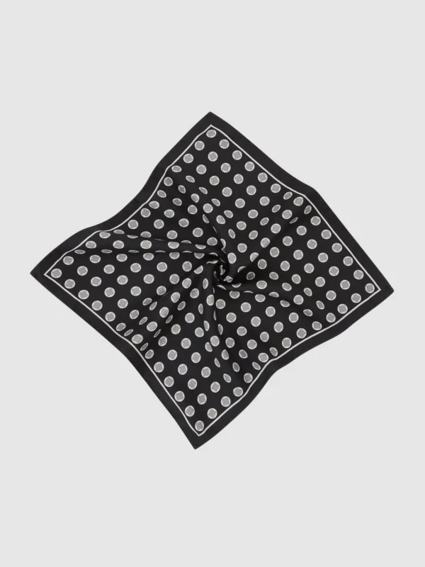 Reiss Black Silk Geometric Medallion-print Pocket Square,