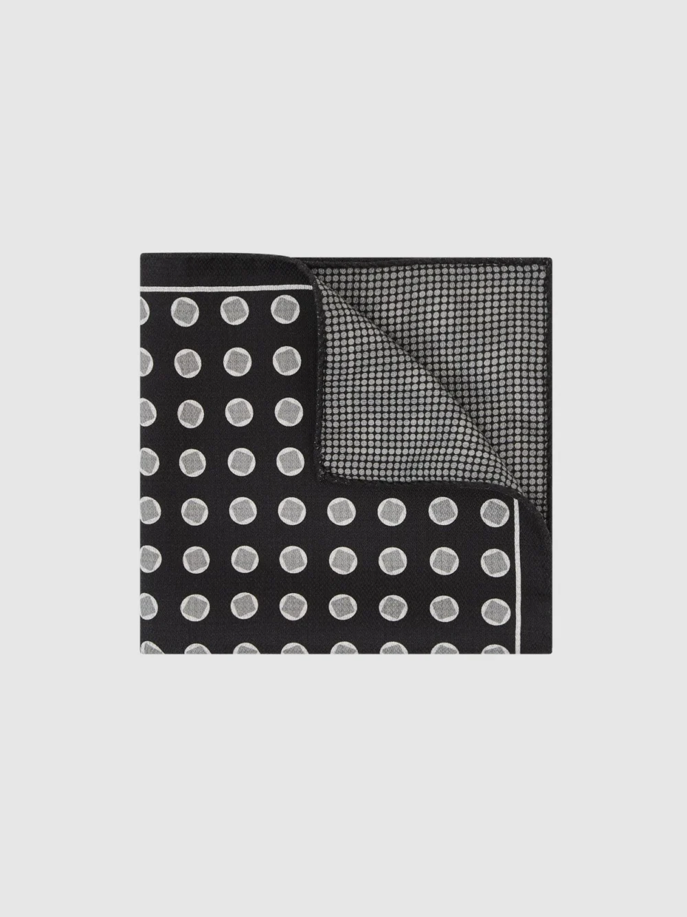 Reiss Black Silk Geometric Medallion-print Pocket Square,, view 2
