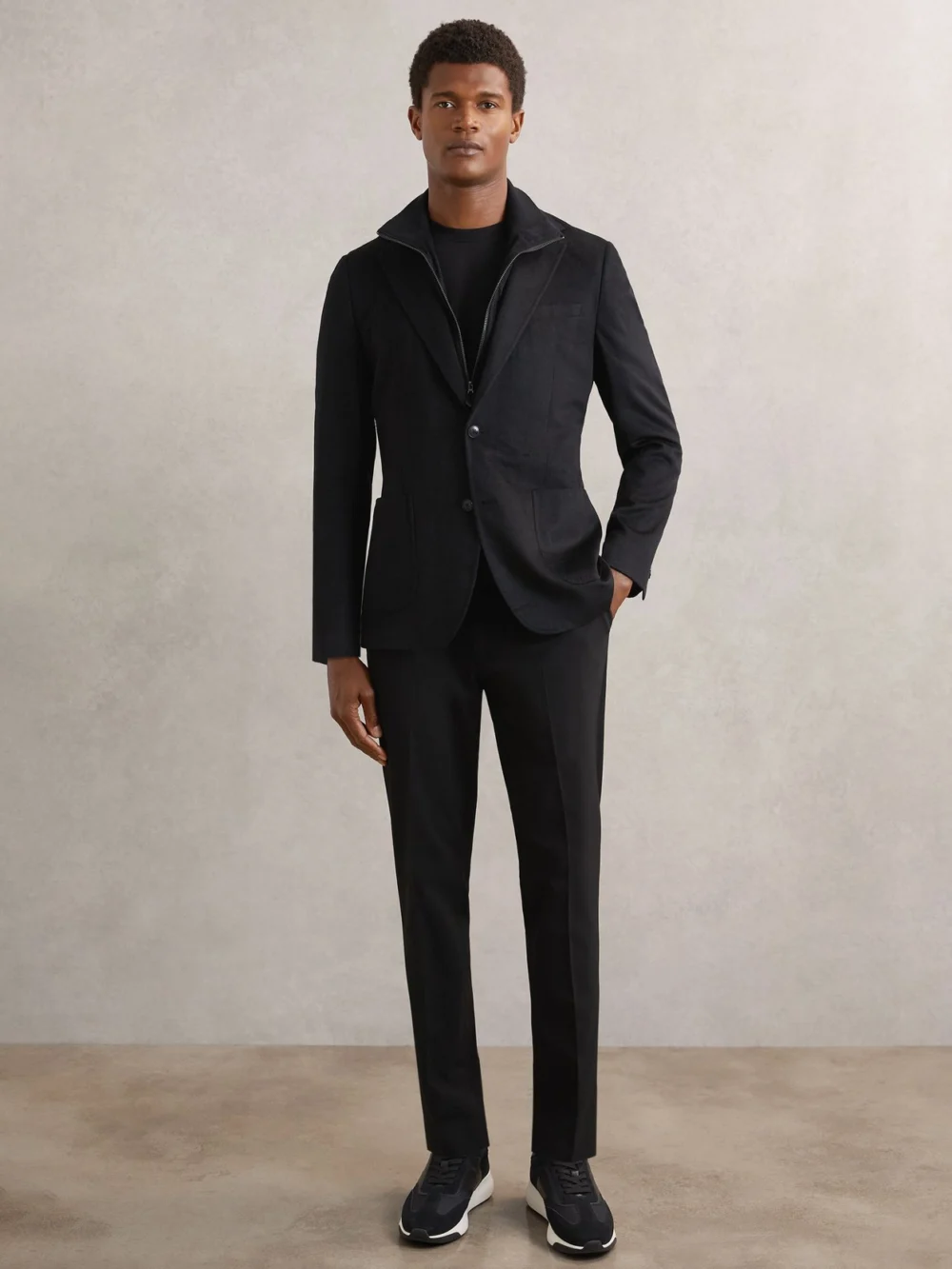 Reiss Black Single-breasted Blazer with Gilet Insert Tailored-fit, view 3