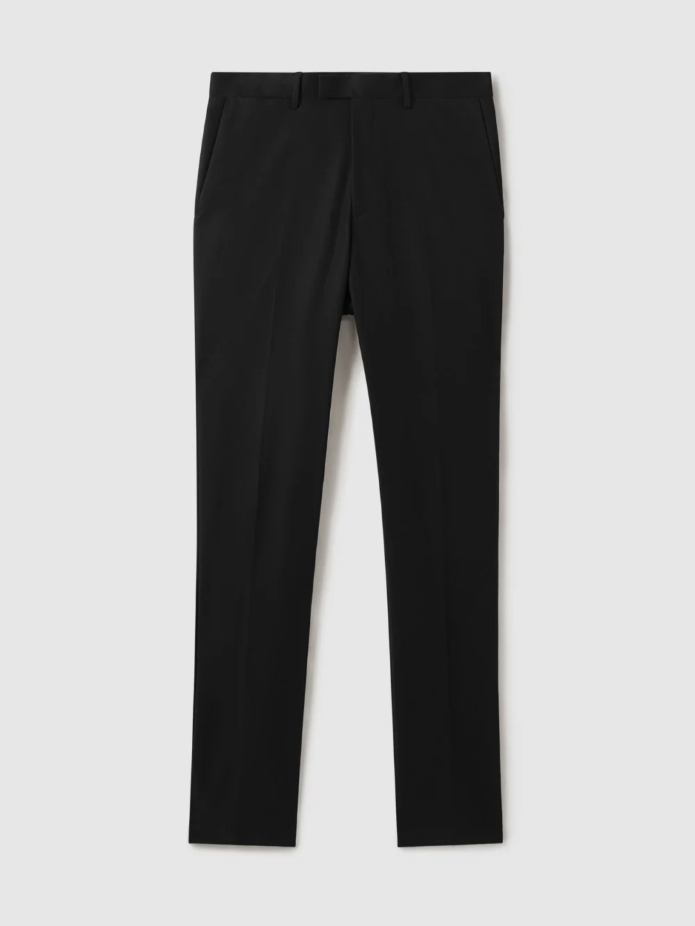 Reiss Black Slim Fit Cotton Blend Chinos, view 2