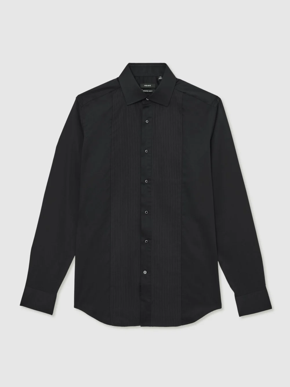 Reiss Black Slim Fit Cotton Dinner Shirt, view 2