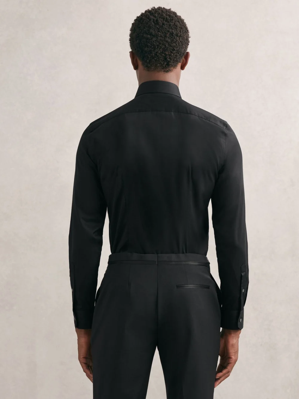 Reiss Black Slim Fit Cotton Dinner Shirt, view 4