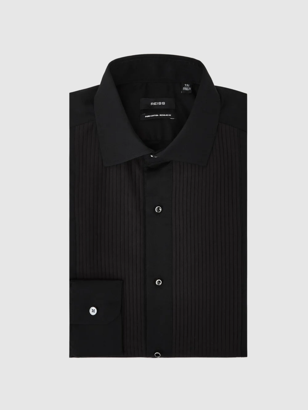 Reiss Black Slim Fit Cotton Dinner Shirt, view 6