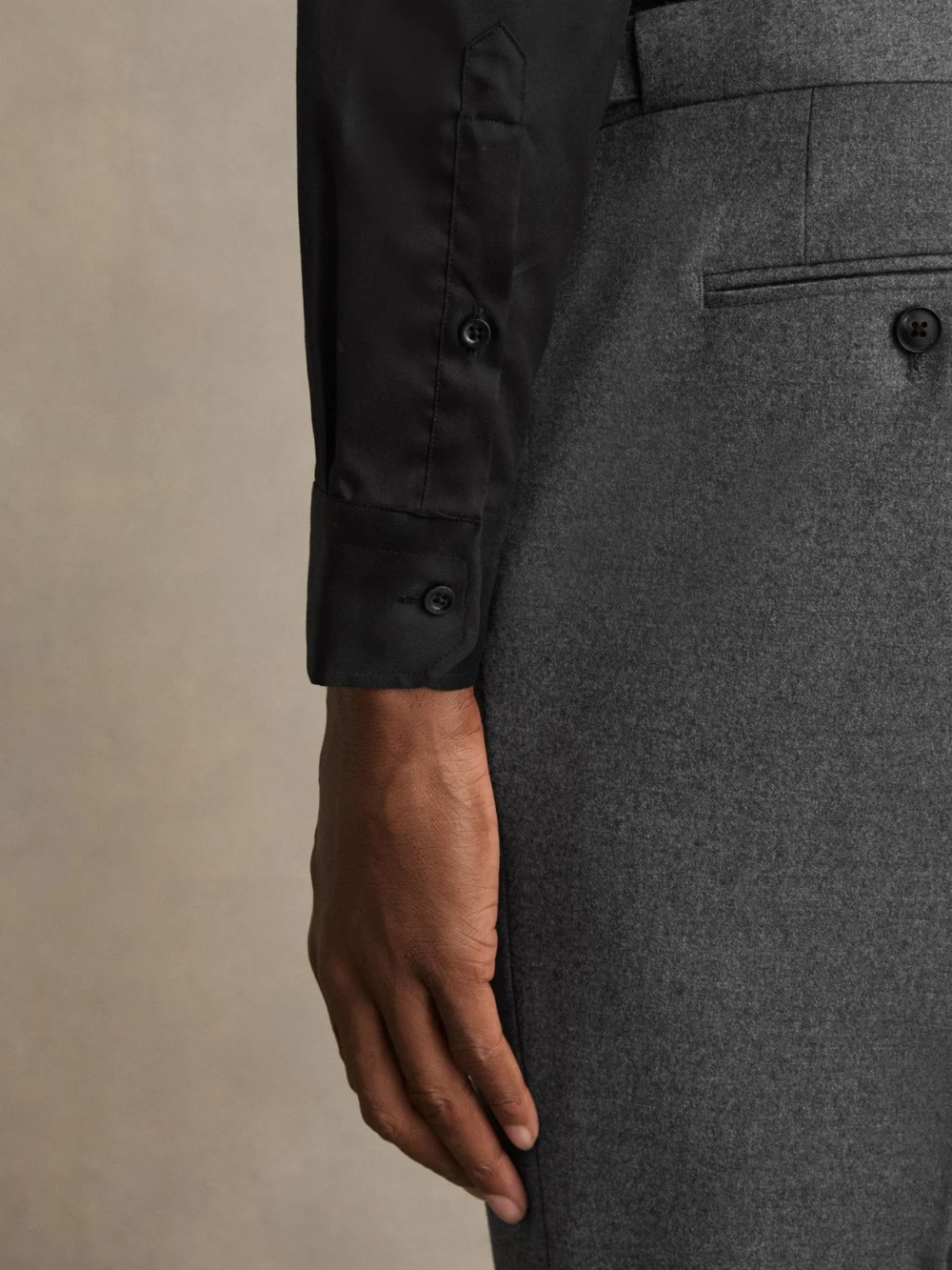 Reiss Black Slim Fit Two-fold Cotton Shirt, view 3