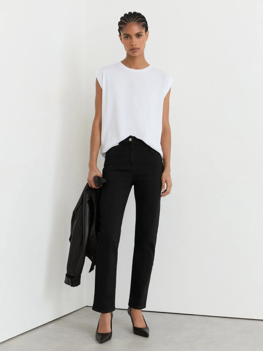 Reiss Black Slim-leg Mid-rise Jeans, view 5