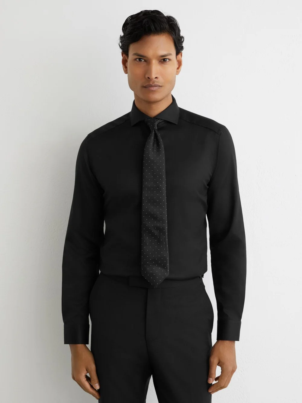 Reiss Black Storm Fit Cotton-twill Two-fold Shirt