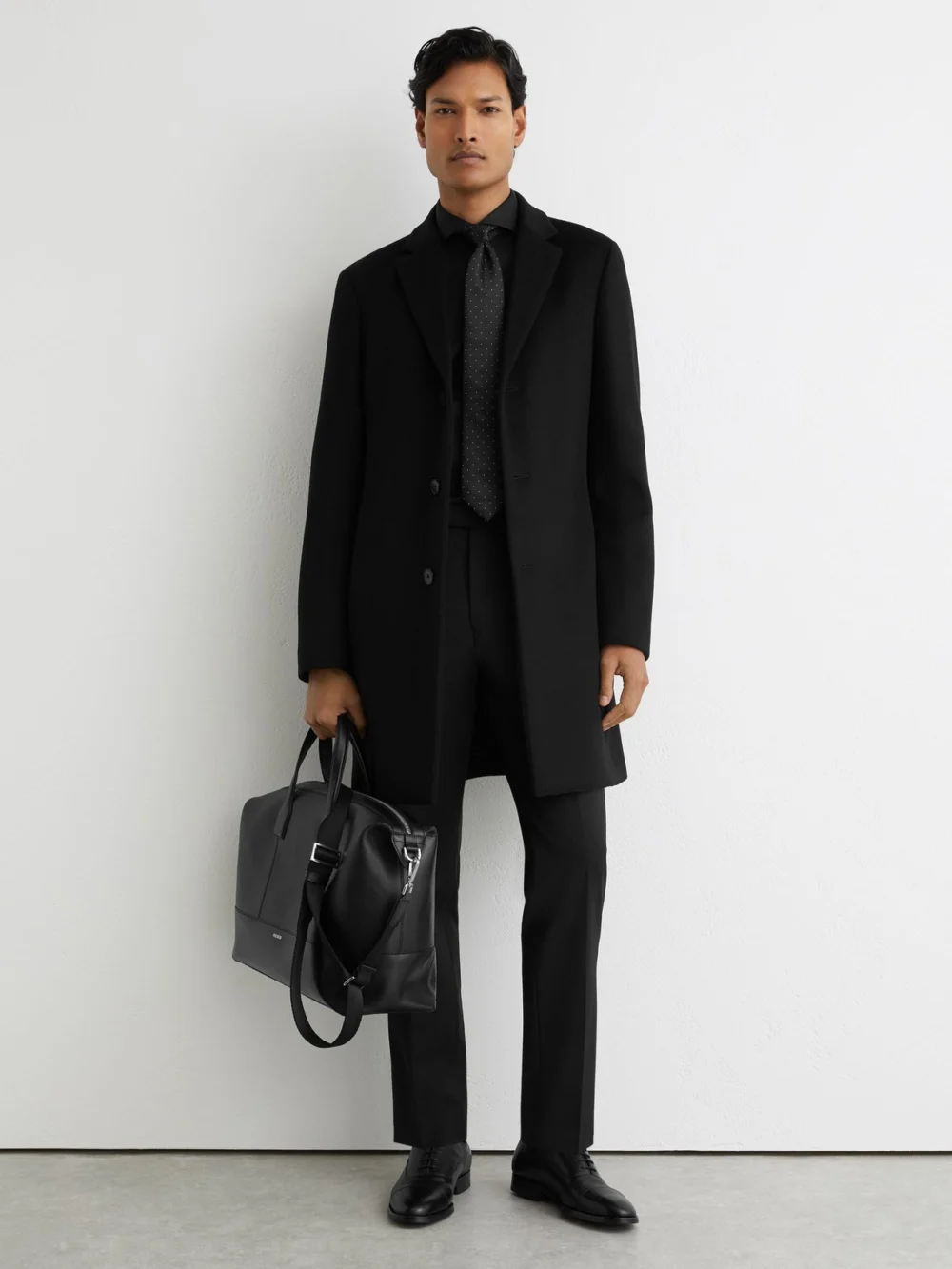 Reiss Black Storm Fit Cotton-twill Two-fold Shirt, view 3