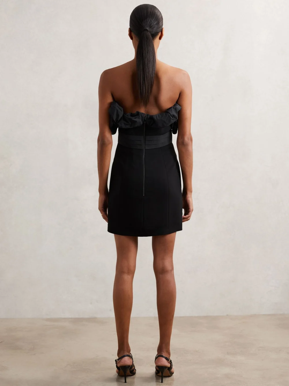 Reiss Black Strapless Mini Dress, view 4