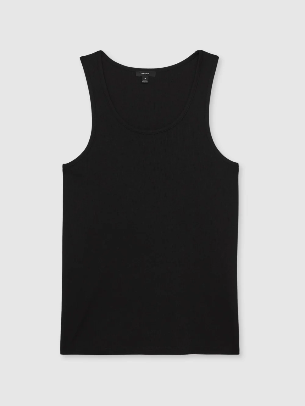 Reiss Black Stretch-cotton Ribbed Vest, view 2