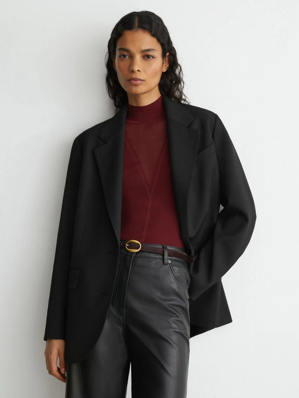 Reiss Black Stretch-twill Relaxed Single-breasted Blazer, view 3