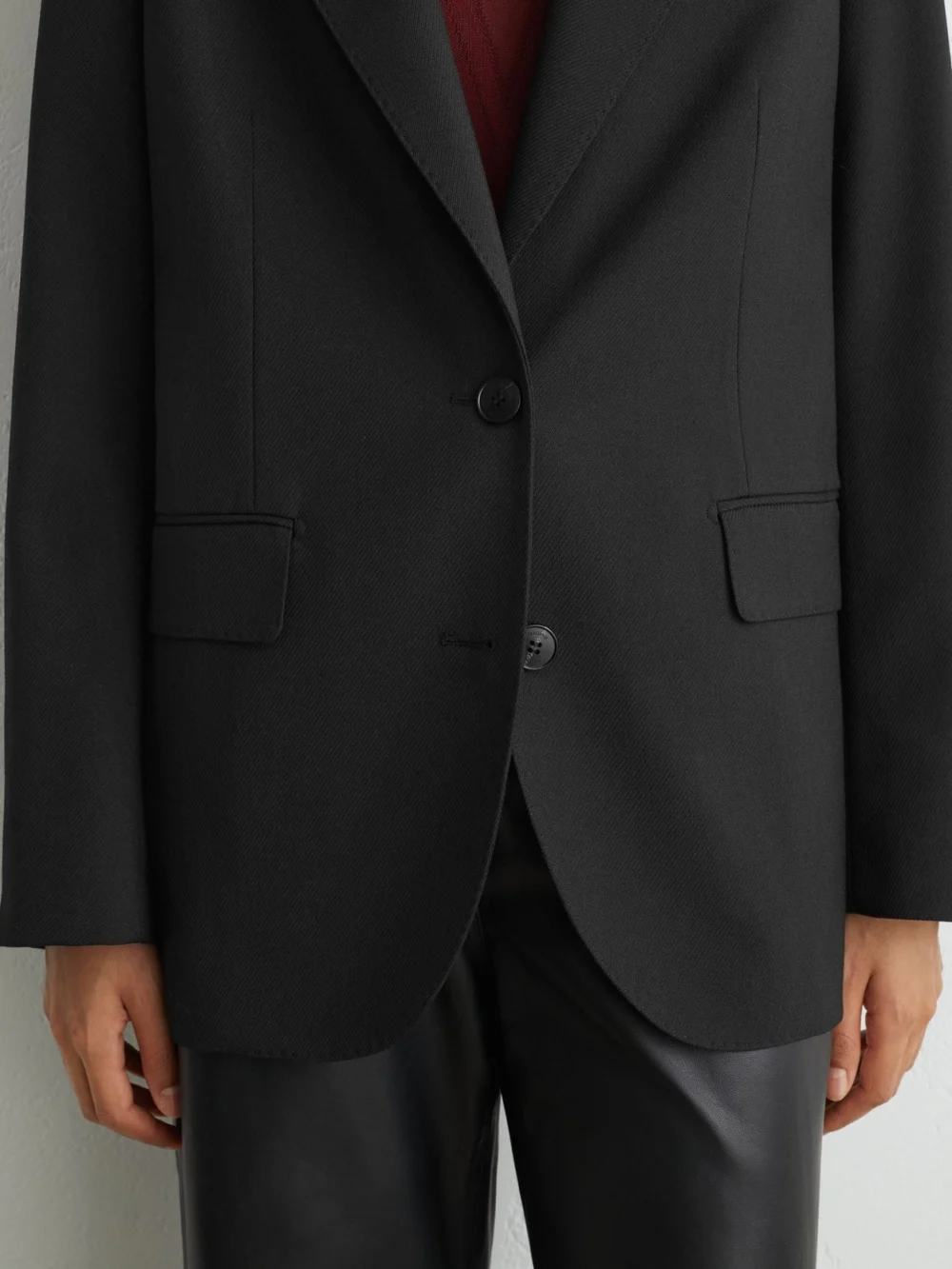 Reiss Black Stretch-twill Relaxed Single-breasted Blazer, view 4