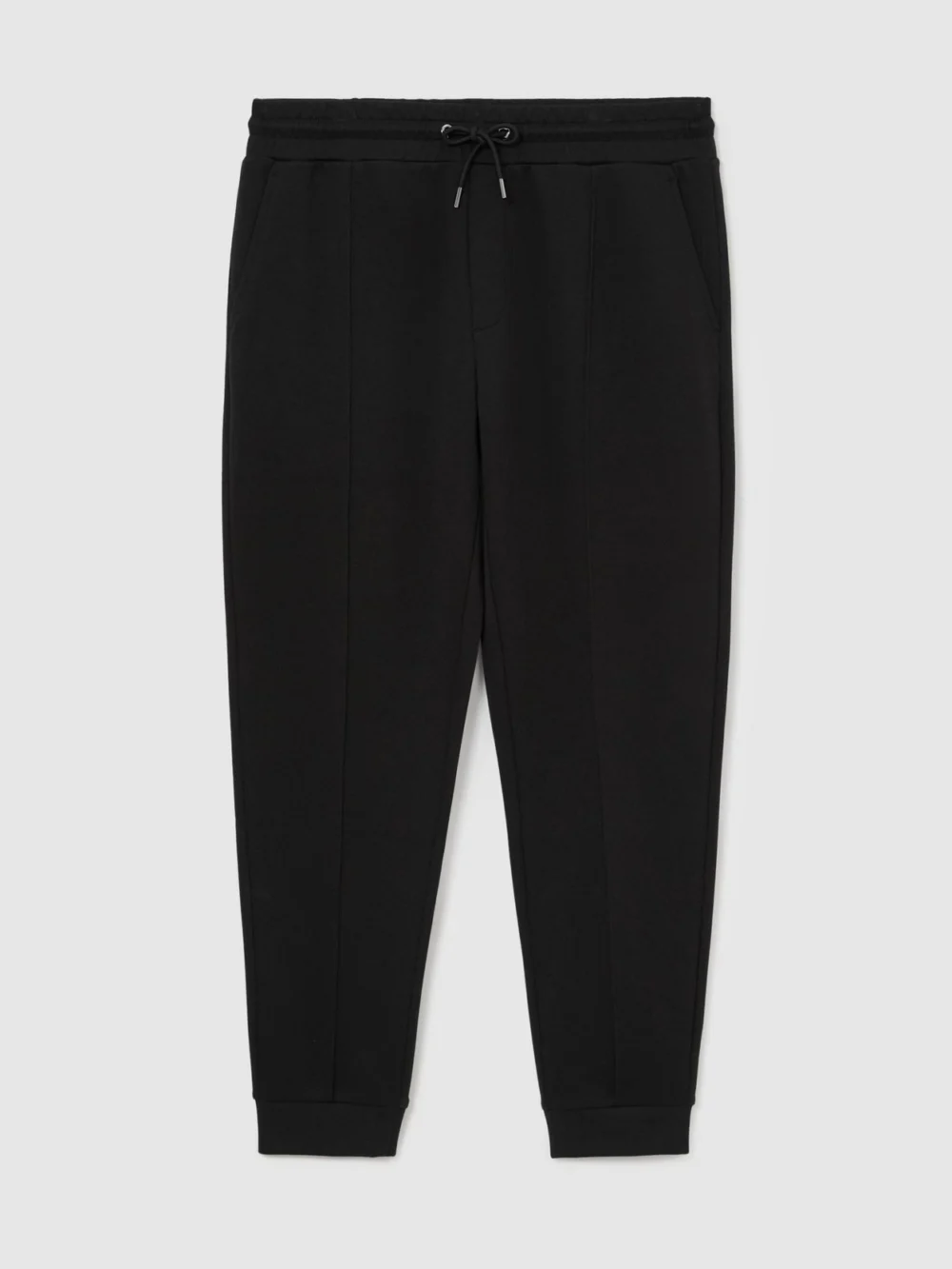 Reiss Black Sueded Interlock Jersey Cuffed Joggers, view 2