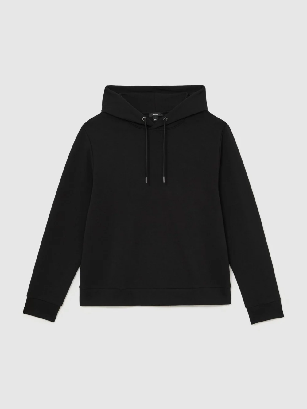 Reiss Black Sueded Interlock Jersey Hoodie, view 2