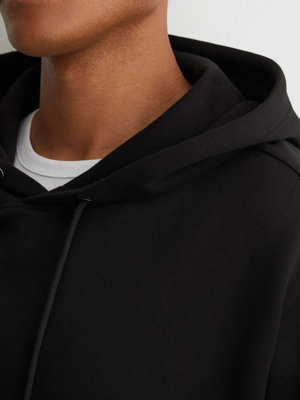 Reiss Black Sueded Interlock Jersey Relaxed-fit Hoodie, view 3