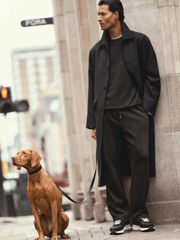 Reiss Black Sueded Interlock Jersey Relaxed-fit Joggers