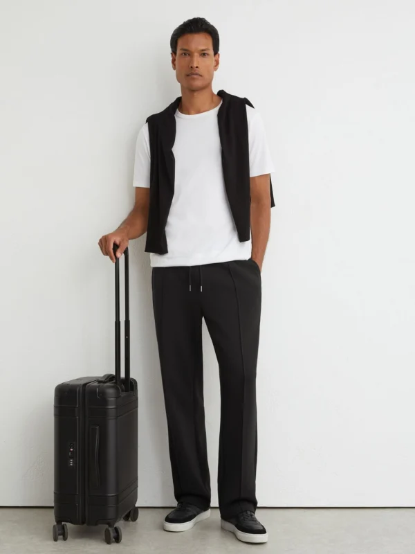 Reiss Black Sueded Interlock Jersey Straight-leg Joggers