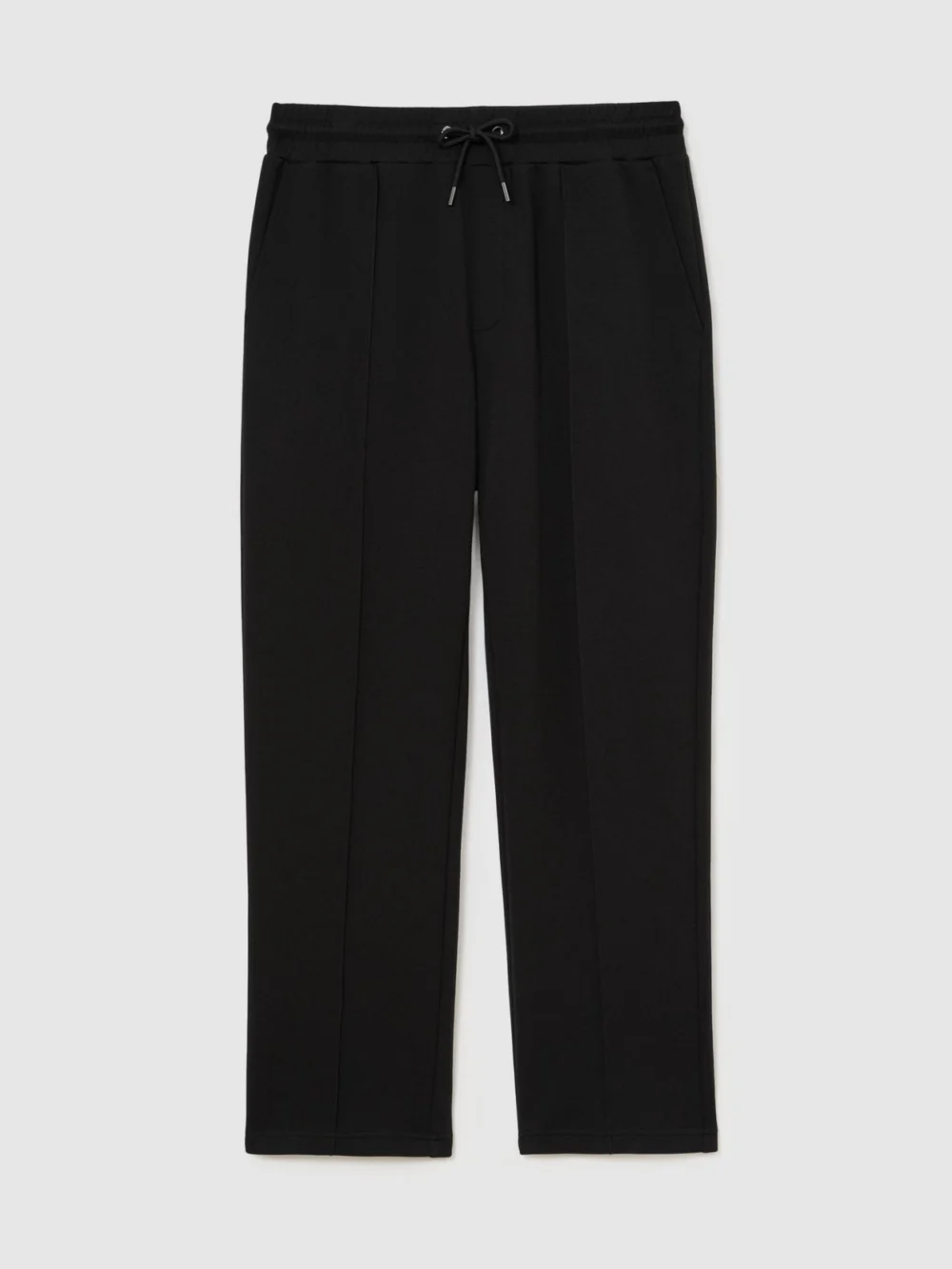 Reiss Black Sueded Interlock Jersey Straight-leg Joggers, view 2