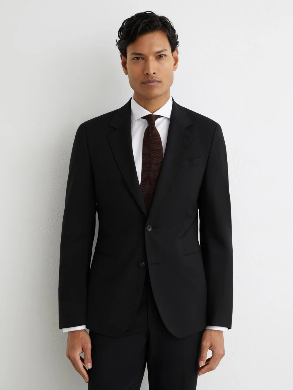 Reiss Black Tailored Fit Wool-blend Single-breasted Suit Blazer