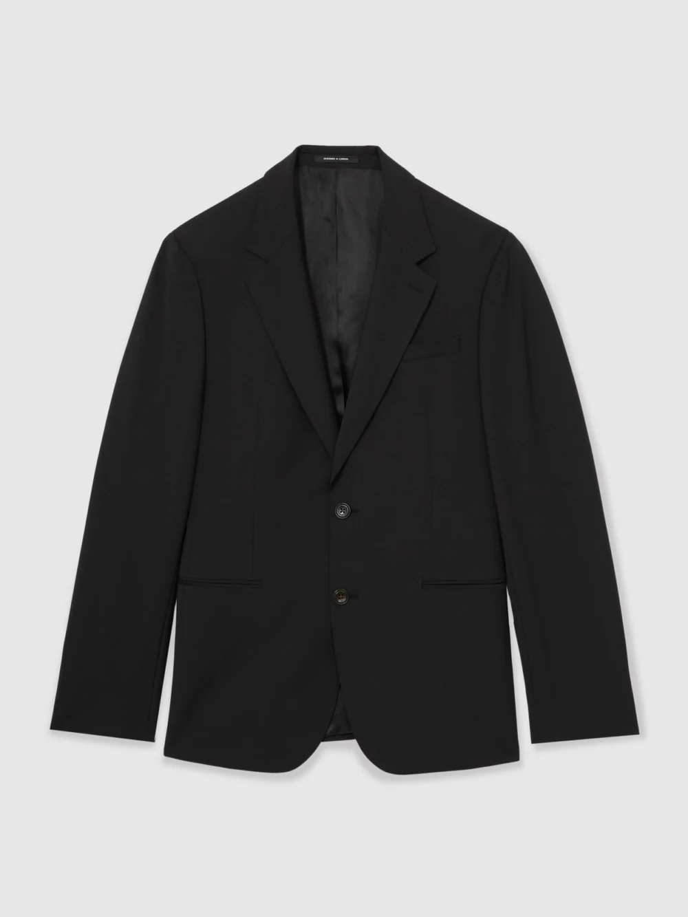 Reiss Black Tailored Fit Wool-blend Single-breasted Suit Blazer, view 2