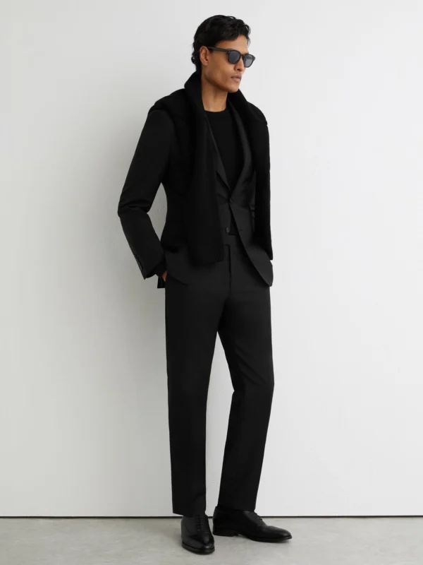 Reiss Black Tailored Fit Wool-blend Suit Trousers
