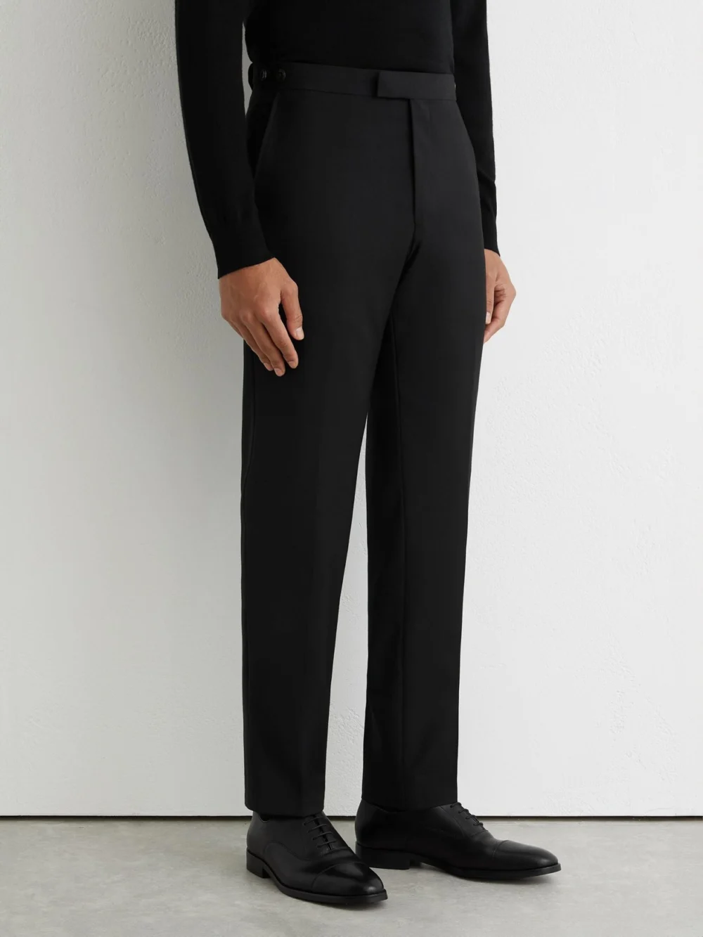 Reiss Black Tailored Fit Wool-blend Suit Trousers, view 4