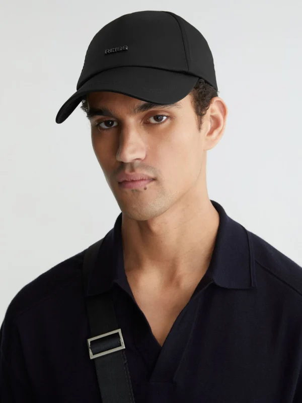 Reiss Black Technical Logo Baseball Cap,