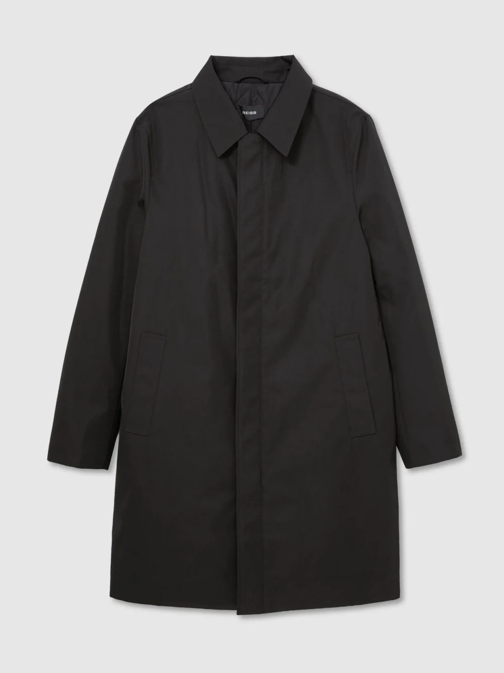 Reiss Black Technical Long Zip-through Jacket, view 2