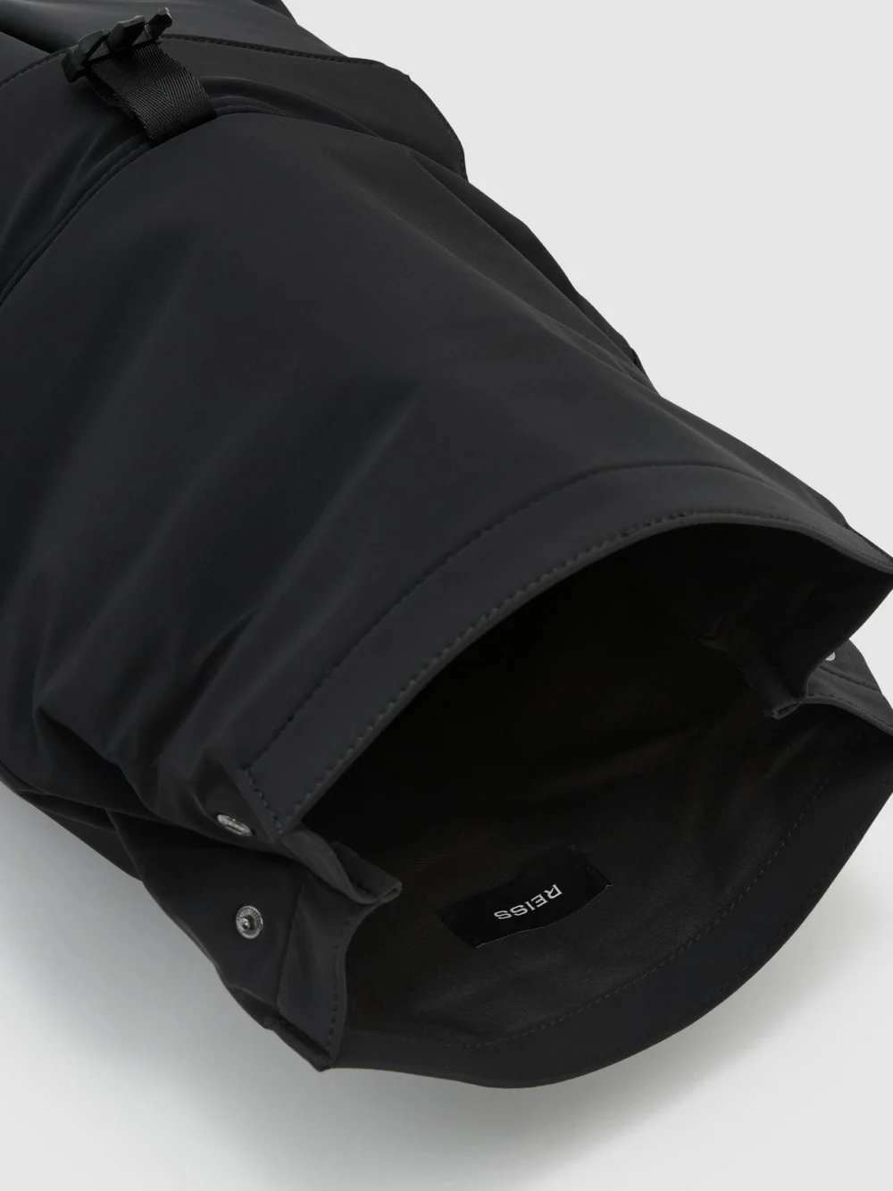 Reiss Black Technical Roll-top Backpack,, view 2