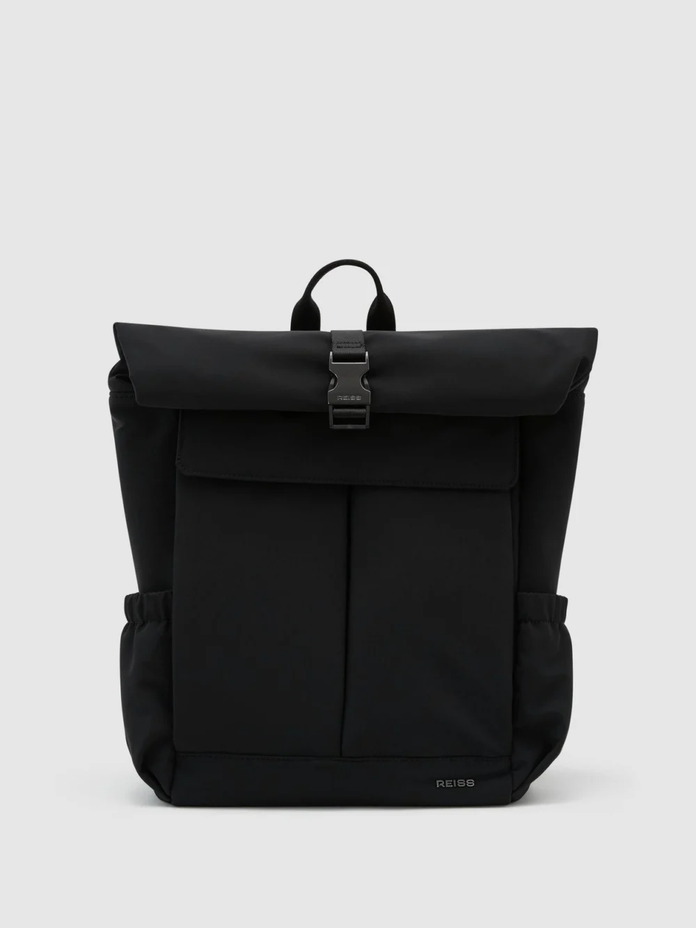 Reiss Black Technical Roll-top Backpack,, view 3