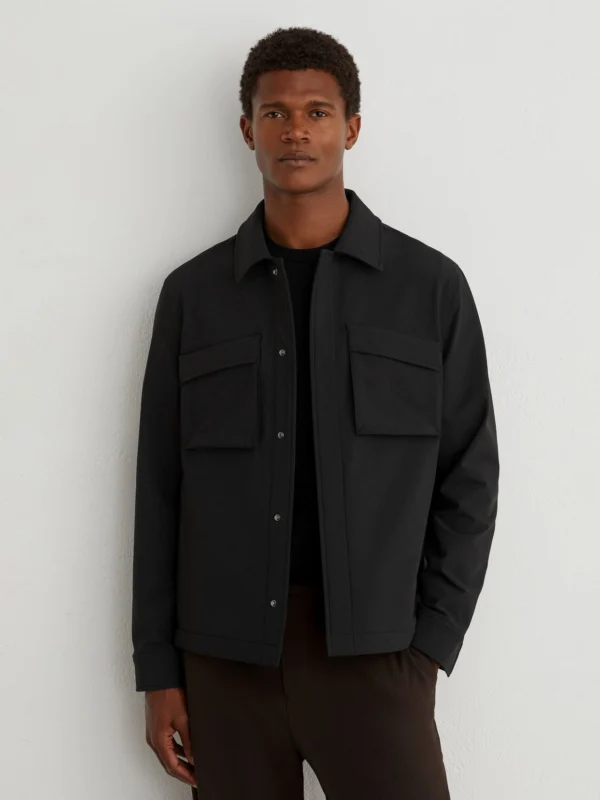 Reiss Black Technical Twin-pocket Overshirt