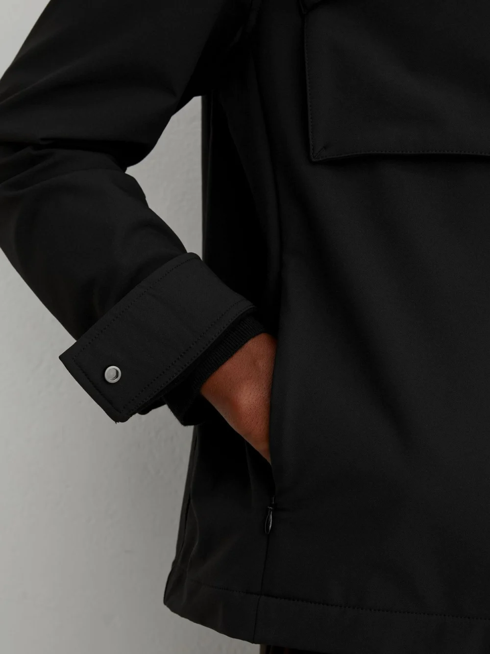 Reiss Black Technical Twin-pocket Overshirt, view 3