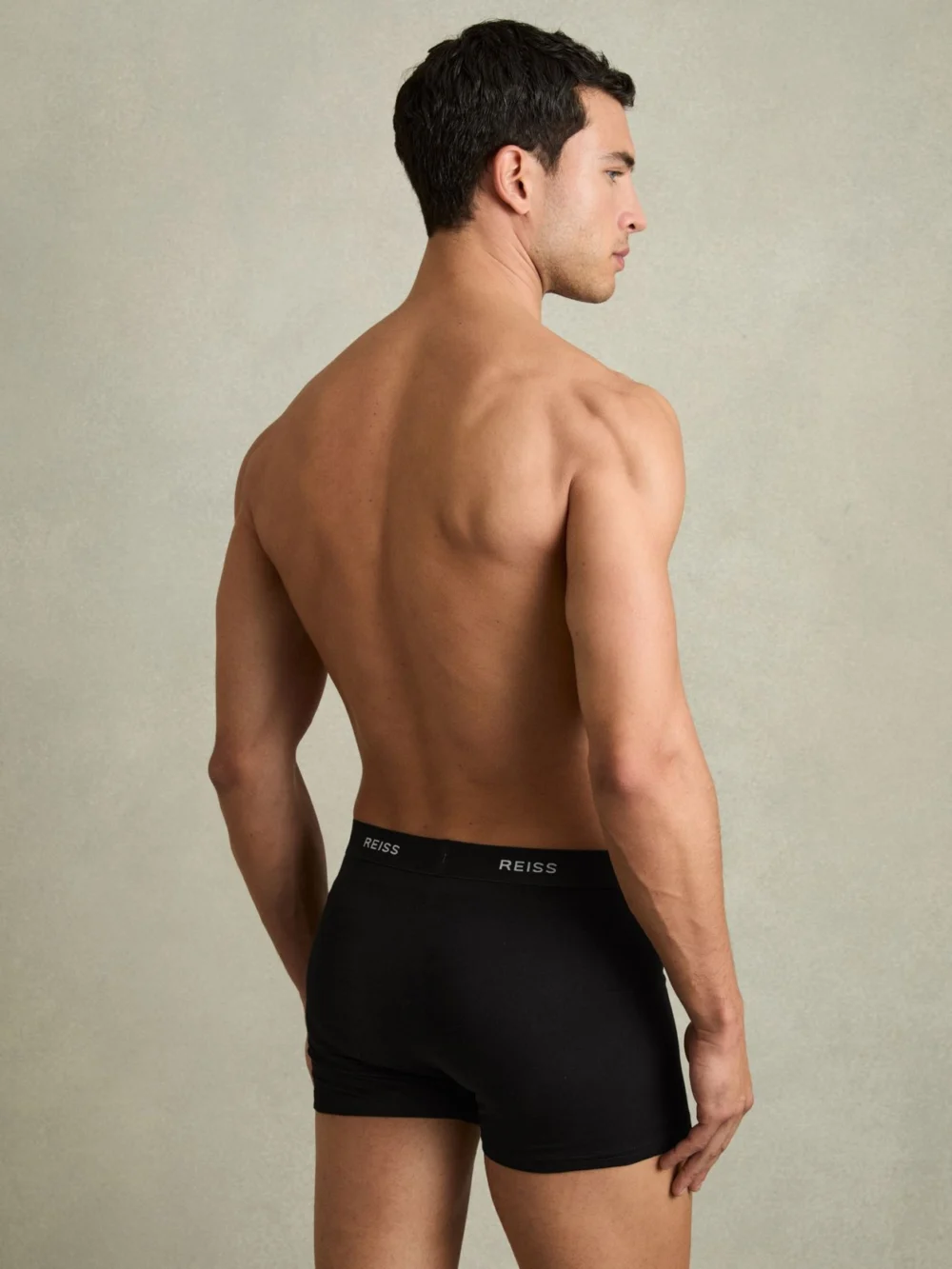 Reiss Black Three Pack of Cotton Blend Boxers, view 3