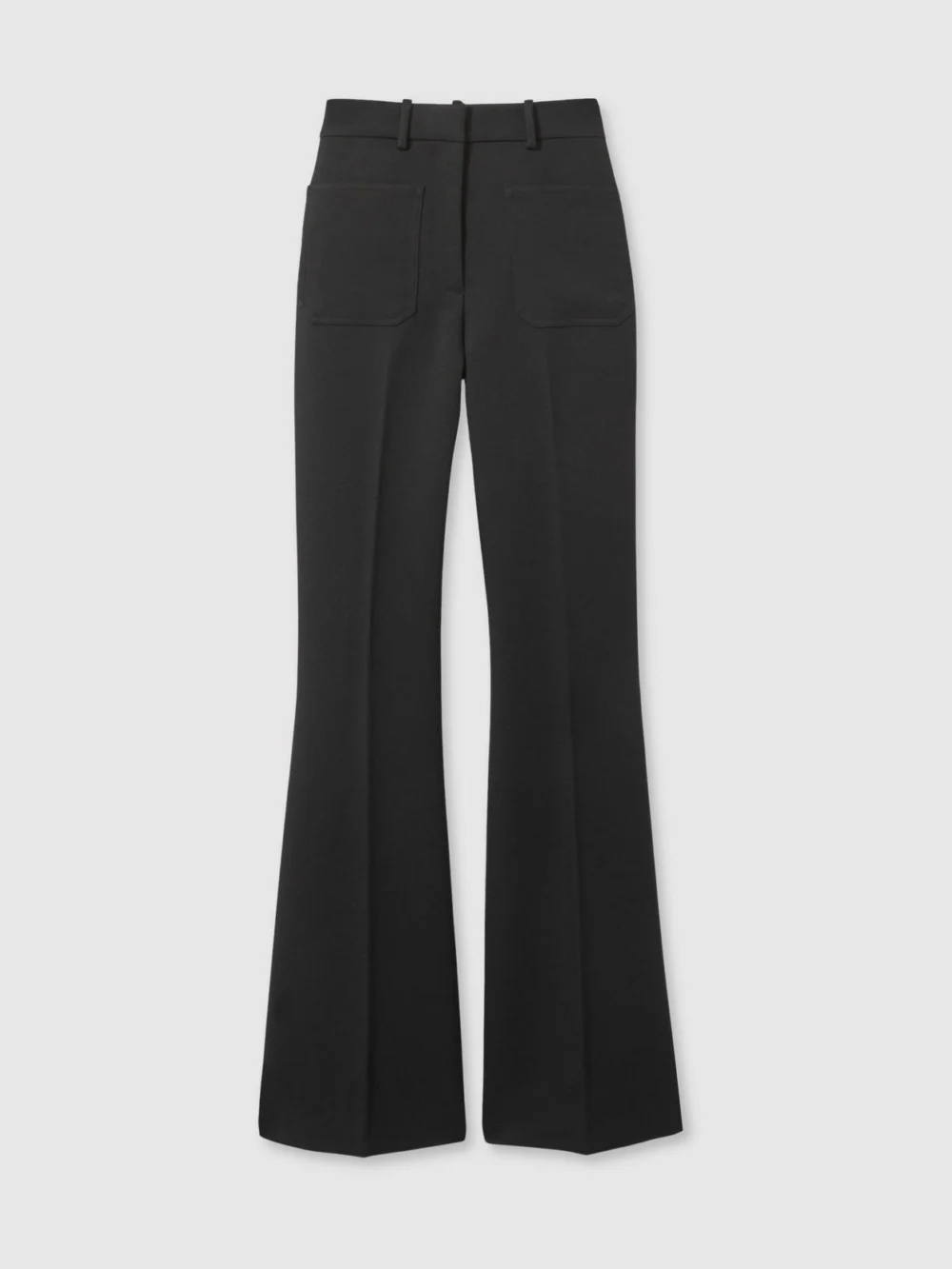 Reiss Black Twill Patch-pocket Flared Trousers, view 2