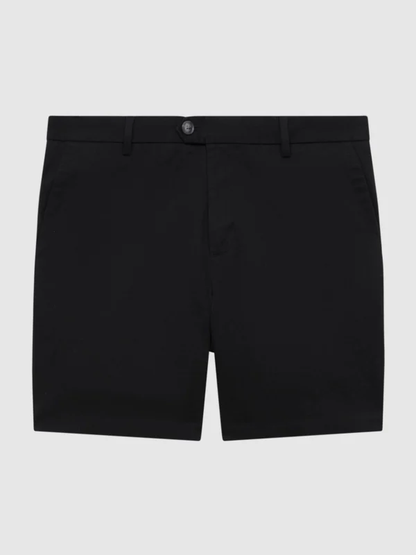 Reiss Black Wickethort Length Cotton Chinohorts Withtretch