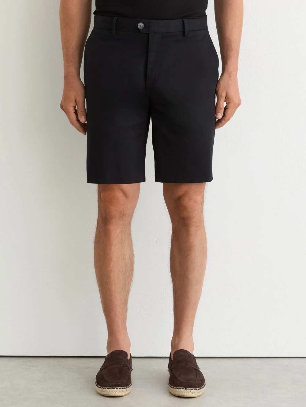 Reiss Black Wickethort Length Cotton Chinohorts Withtretch, view 5