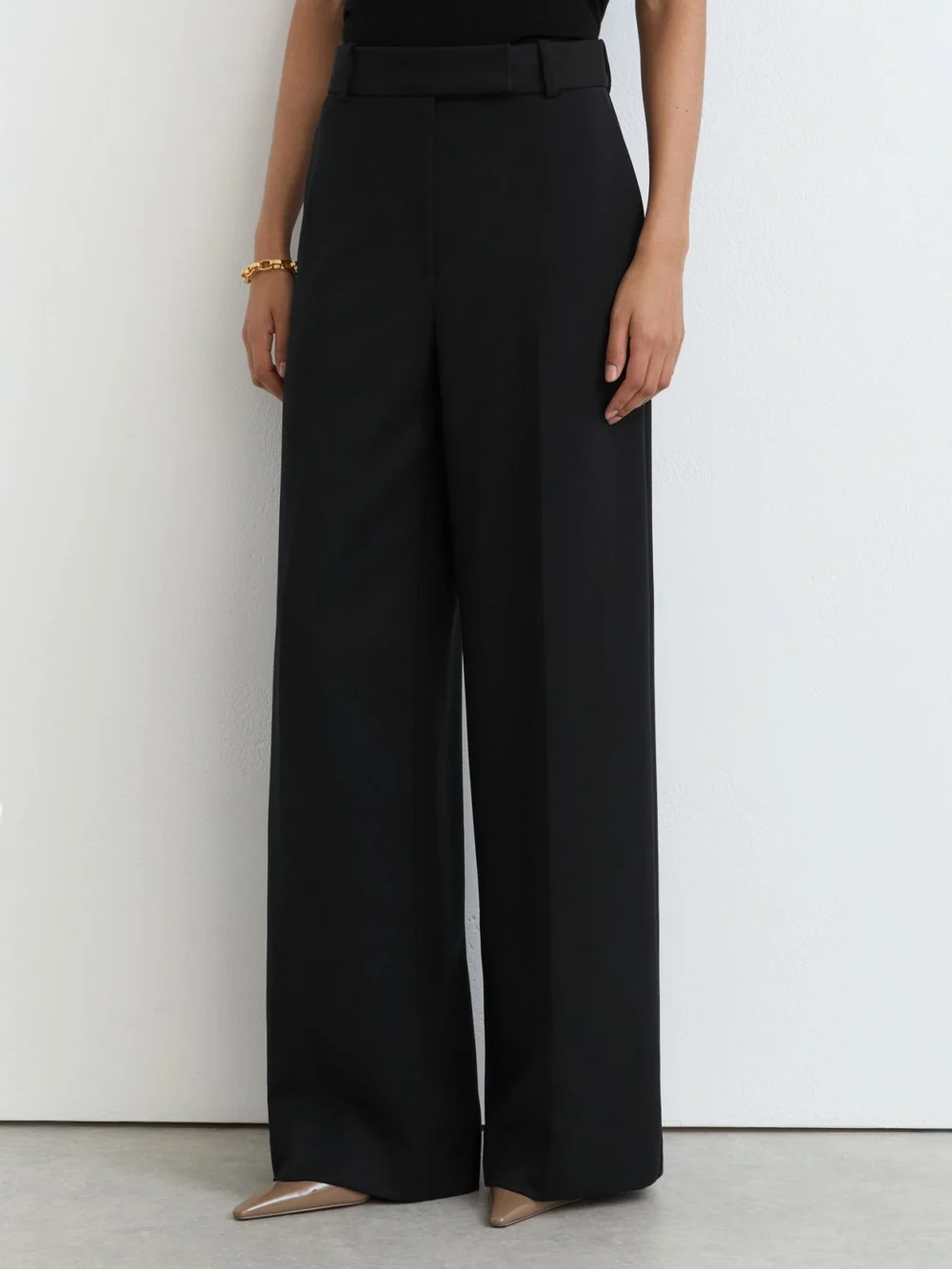 Reiss Black Wide-leg Suit Trousers, view 3