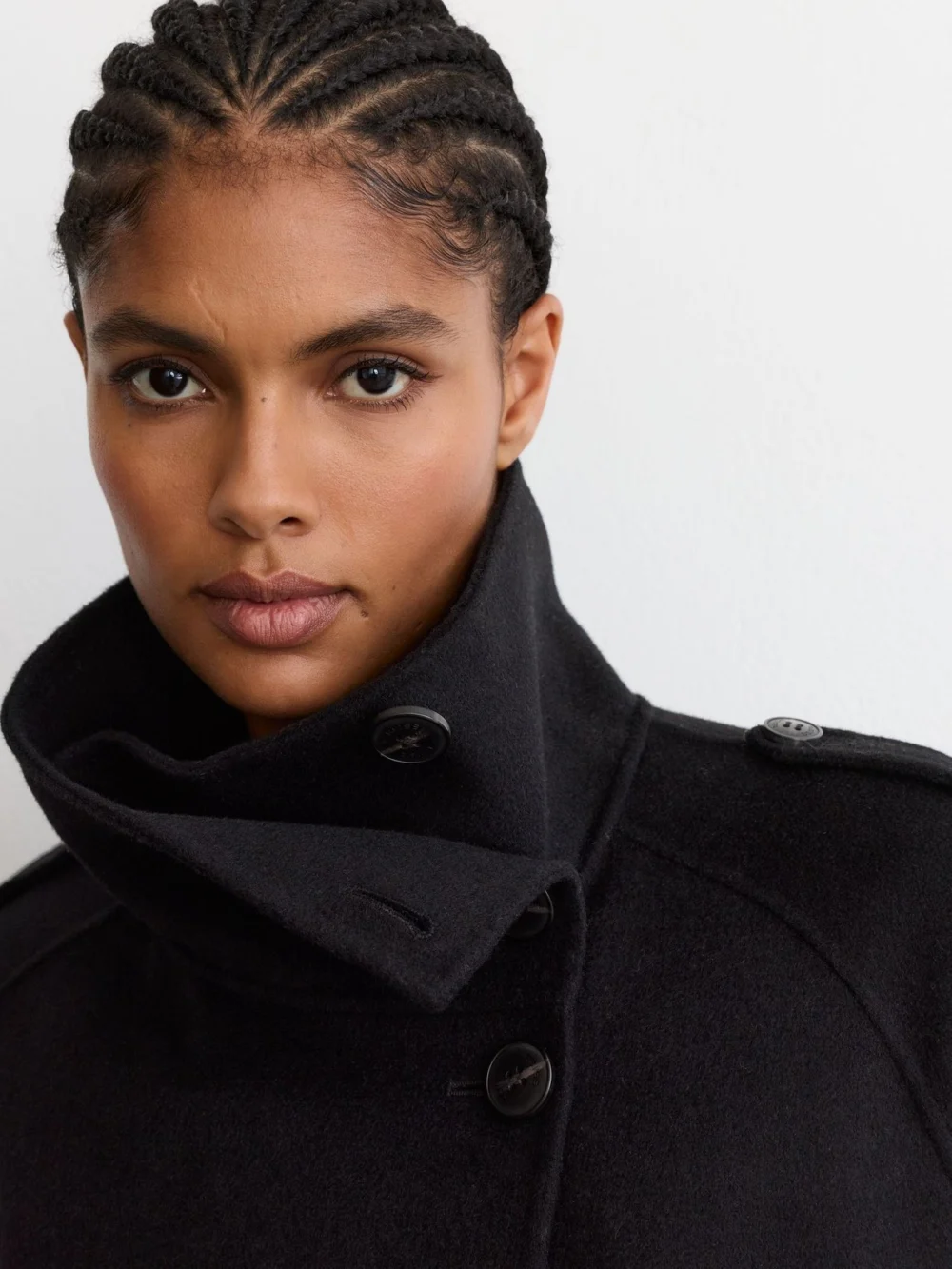 Reiss Black Wool-blend Funnel-neck Blindseam Coat, view 4