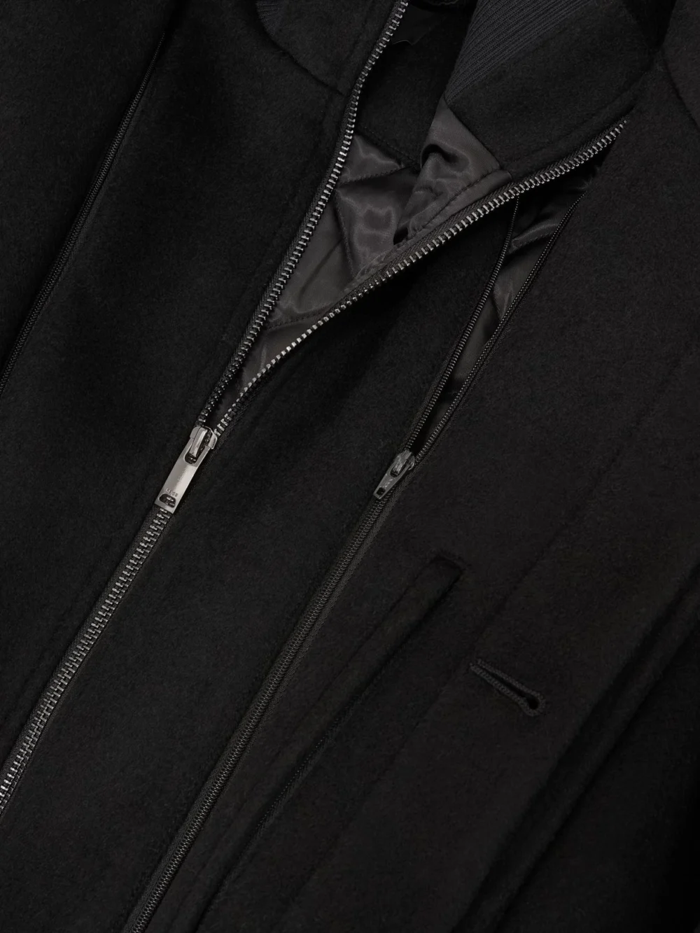 Reiss Black Wool-blend Gilet-insert Single-breasted Coat, view 2