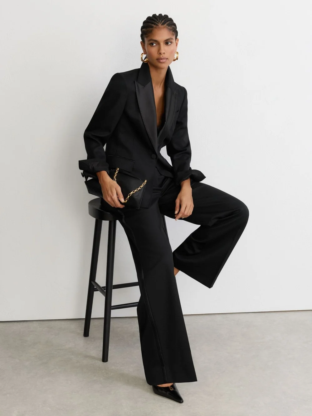 Reiss Black Wool-blend Single-breasted Tuxedo Blazer, view 5