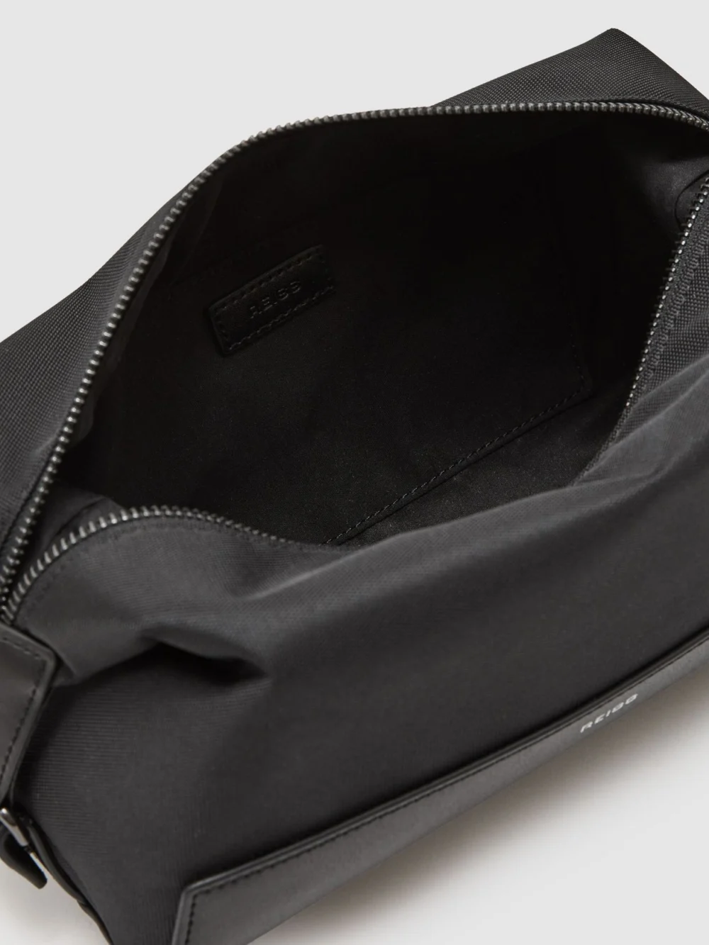 Reiss Black Woven Washbag,, view 3