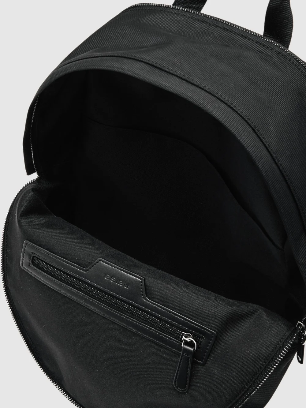 Reiss Black Woven Zipped Backpack,, view 3