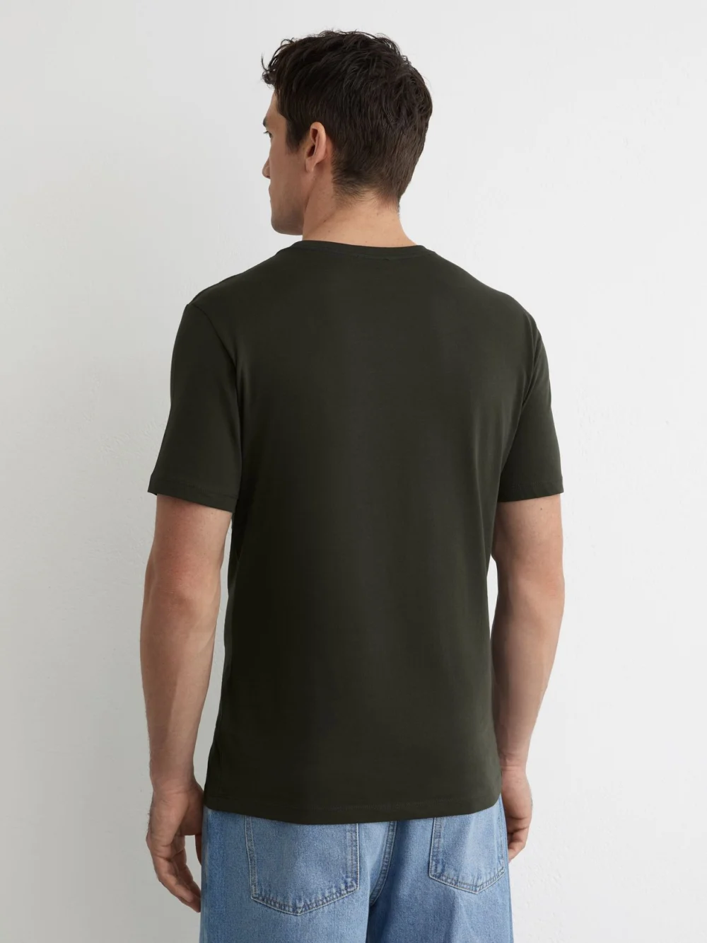 Reiss Bless Oxidised Green Marl Cotton-blend Tailored-fit T-shirt, view 4