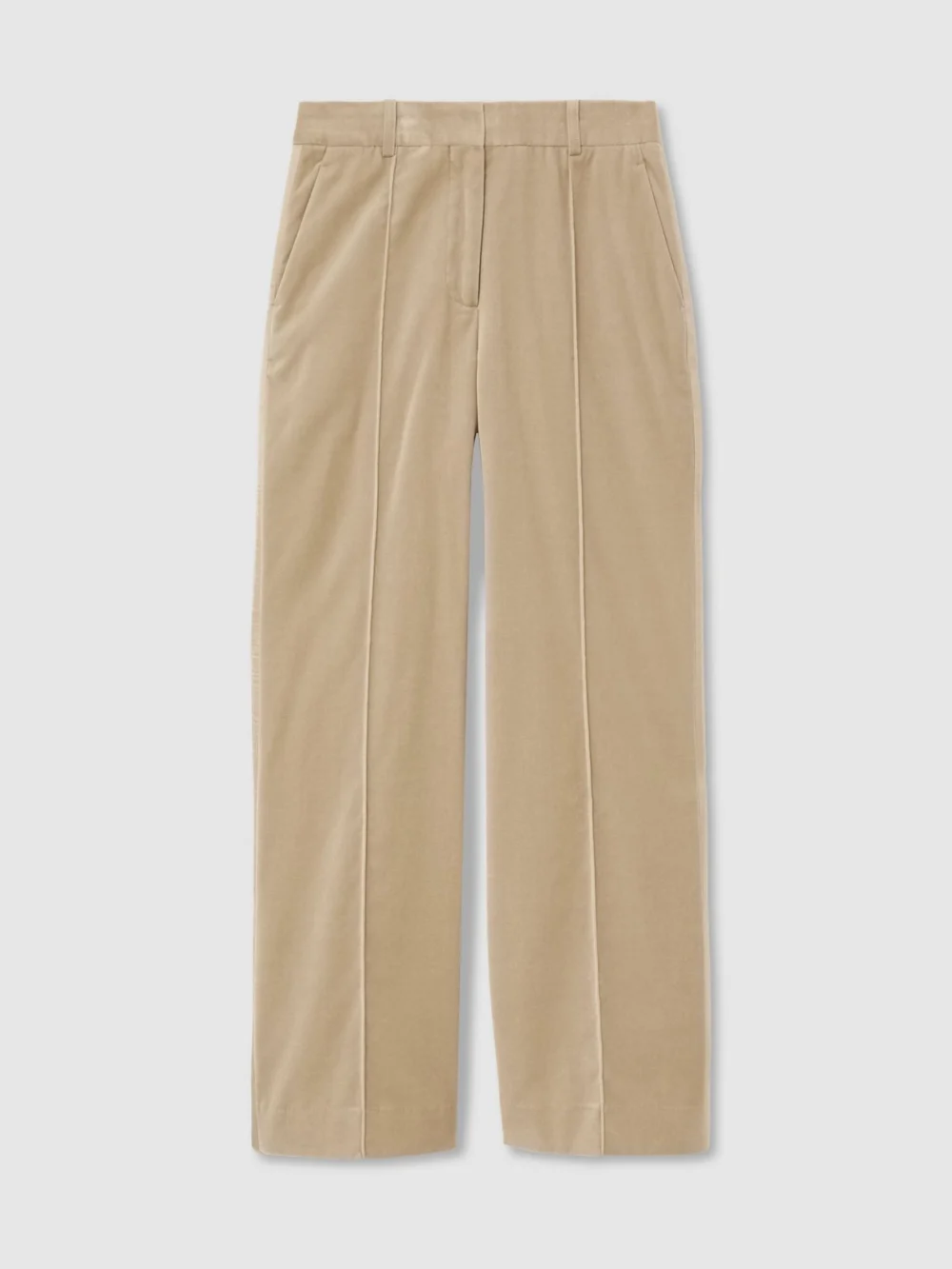 Reiss Blonde Neutral Velvet Flared Pintuck Suit Trousers, view 2