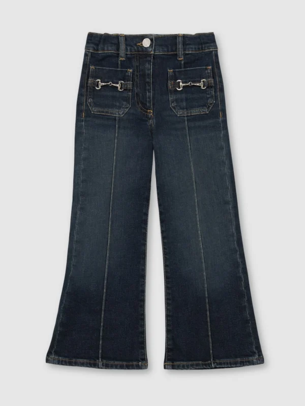 Reiss Blue 3-9 yrs Flared Horsebit-detail Jeans