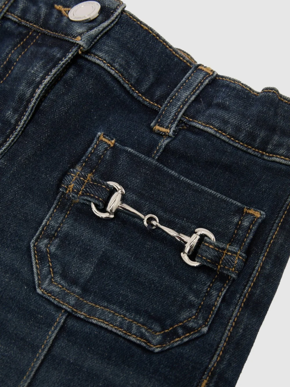 Reiss Blue 3-9 yrs Flared Horsebit-detail Jeans, view 2