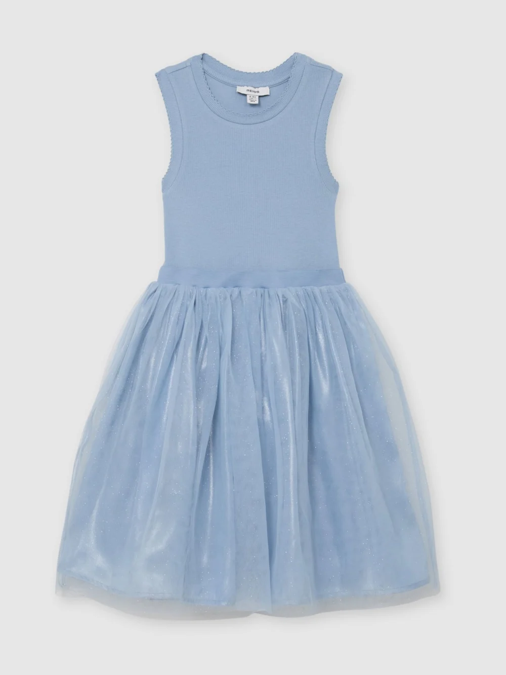 Reiss Blue 9-13 yrs Jersey Tulle-skirt Sleeveless Dress, view 3
