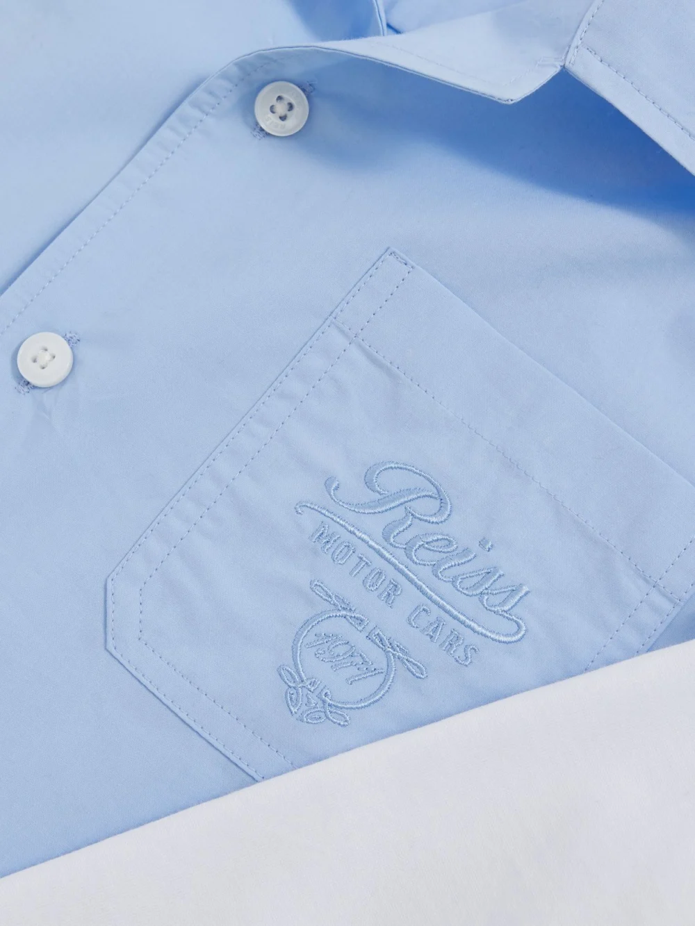Reiss Blue & White 3-9 yrs Cotton Motor Cars Dual-sleeve Shirt, view 4