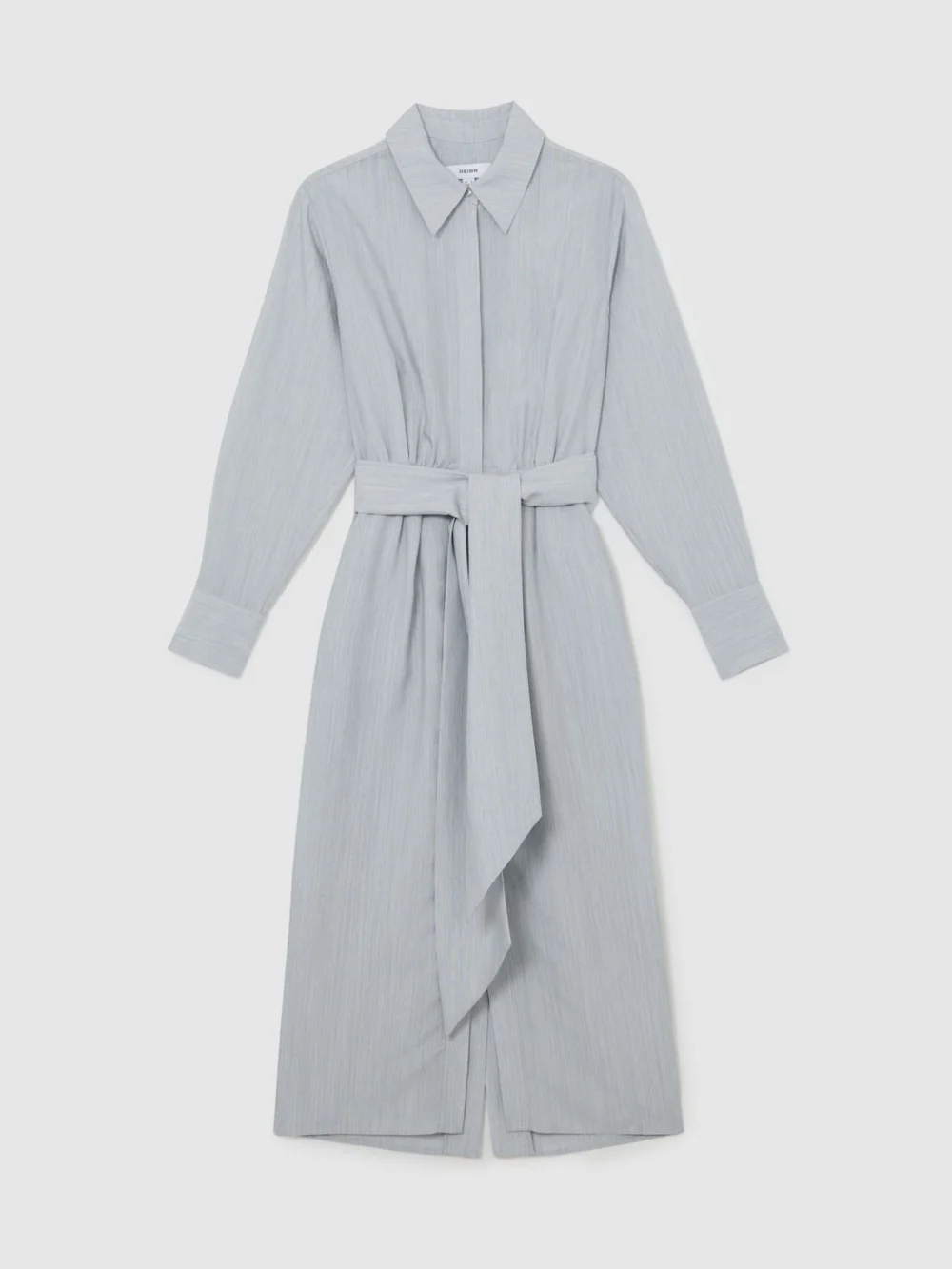 Reiss Blue -blend Tie-waist Shirt Dress, view 2
