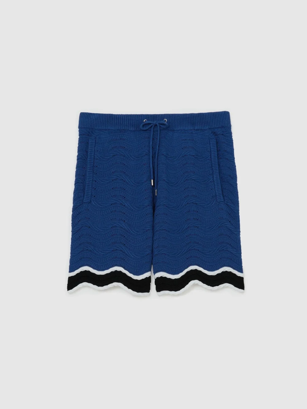 Reiss Blue Cotton-blend Wave-knit Tipped Shorts, view 2