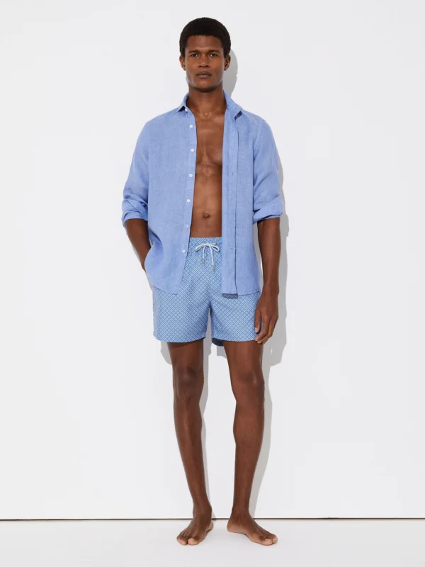 Reiss Blue Geometric-print Swim Shorts